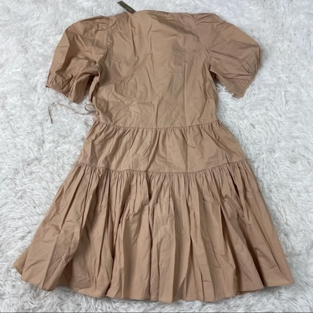 New J Crew Puff Sleeve Cotton Poplin Wrap Dress